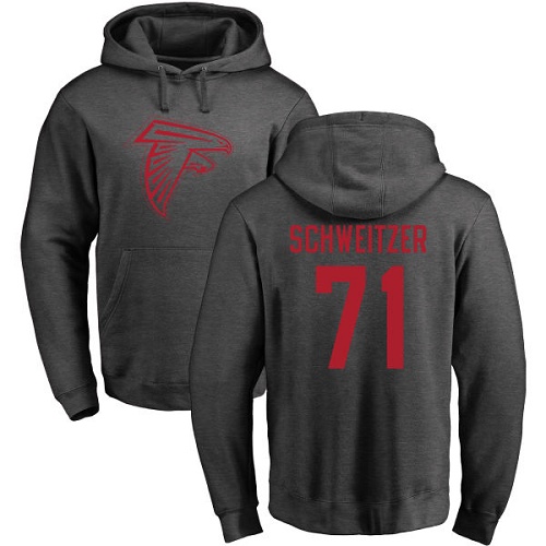 Atlanta Falcons Men Ash Wes Schweitzer One Color NFL Football #71 Pullover Hoodie Sweatshirts